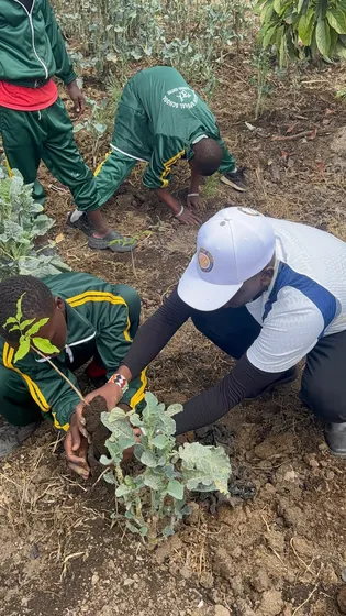 Members and learners planting on the school grounds