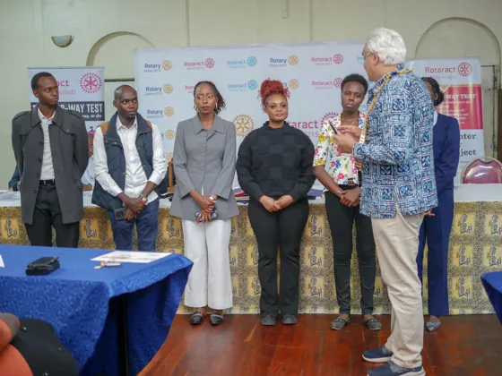 The induction group gathered with Rotary leadership