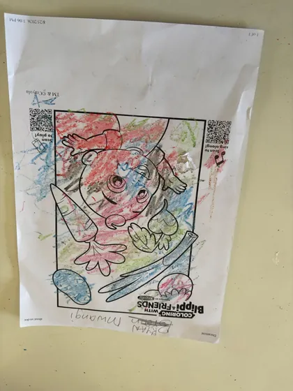 A colourful drawing made during the art day