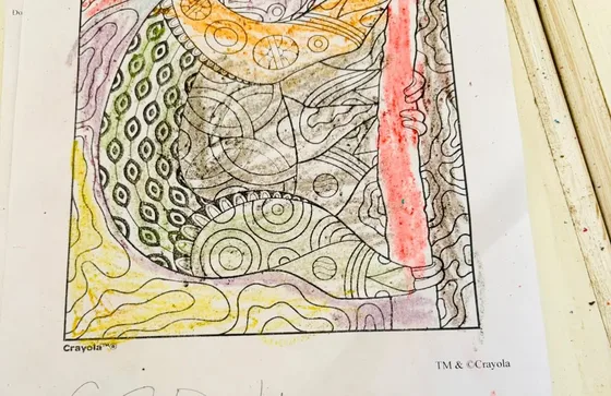 A colourful drawing created during Pangani art day